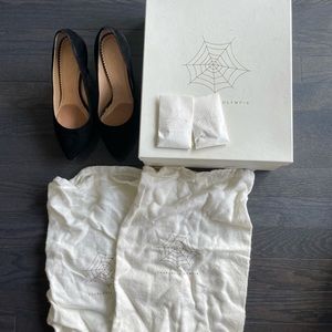 Charlotte Olympia Black Debbie Suede Pumps EU 36